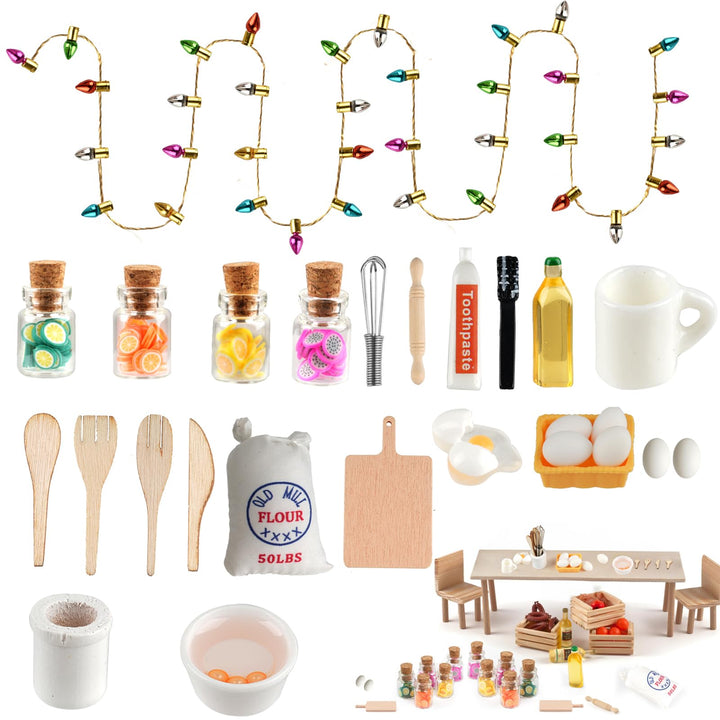 Wichtel Zubehör Weihnachten, 27 Stück Miniatur Wichtel Zubehör Backen Set Wichtel Set Puppenhaus Zub