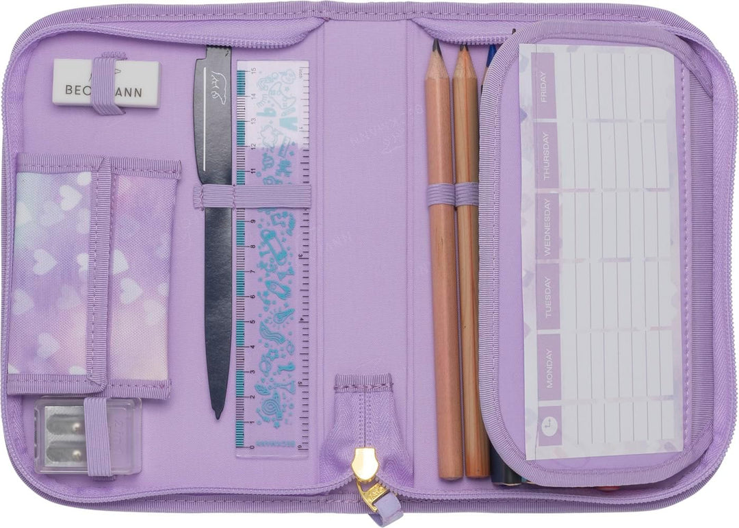 Beckmann, Federmappe Unicorn Princess Purple, mit Inhalt, Mäppchen Federtasche, Grundschule, 1. Klas