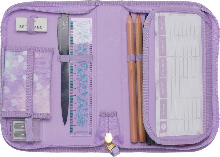 Beckmann, Federmappe Unicorn Princess Purple, mit Inhalt, Mäppchen Federtasche, Grundschule, 1. Klas