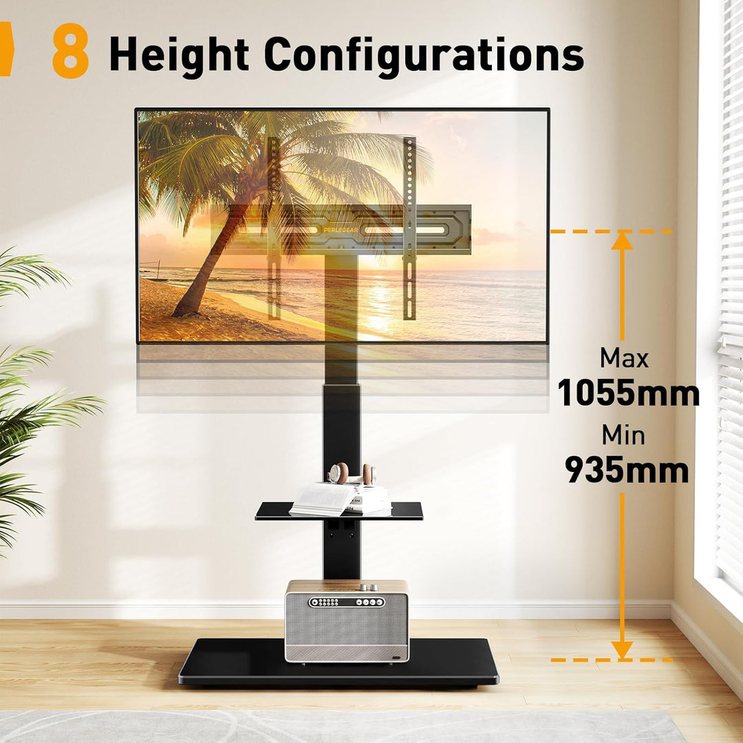 PERLEGEAR TV Ständer TV Bodenständer für 30-70 Zoll Flach & Curved Fernseher bis zu 50 KG mit Neigun