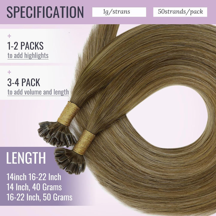 Fshine U Tip Keratin Remy Echthaar Extensions Bondings Remi Haar Faber Schokoladenbraun Gemischt Kar