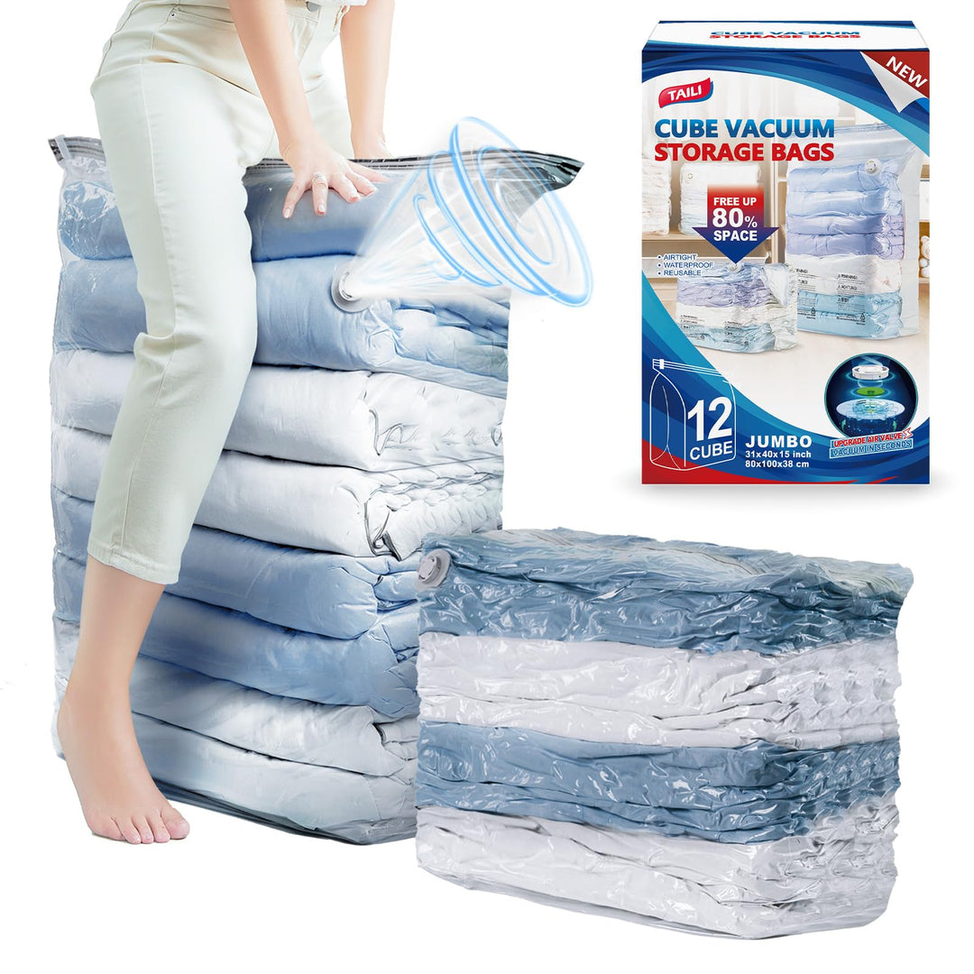TAILI Vakuumbeutel für Kleidung Gross Würfel, 10 Jumbo Vakuumbeutel für Bettdecken Vacuum Bags for C