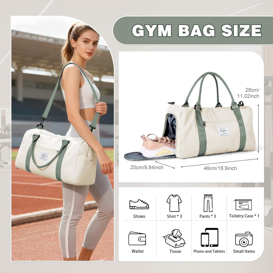Sport Duffel Bag Damen Herren Sporttasche mit Schuhfach & Nassfach Reisetasche Handgepäck Tasche Spo