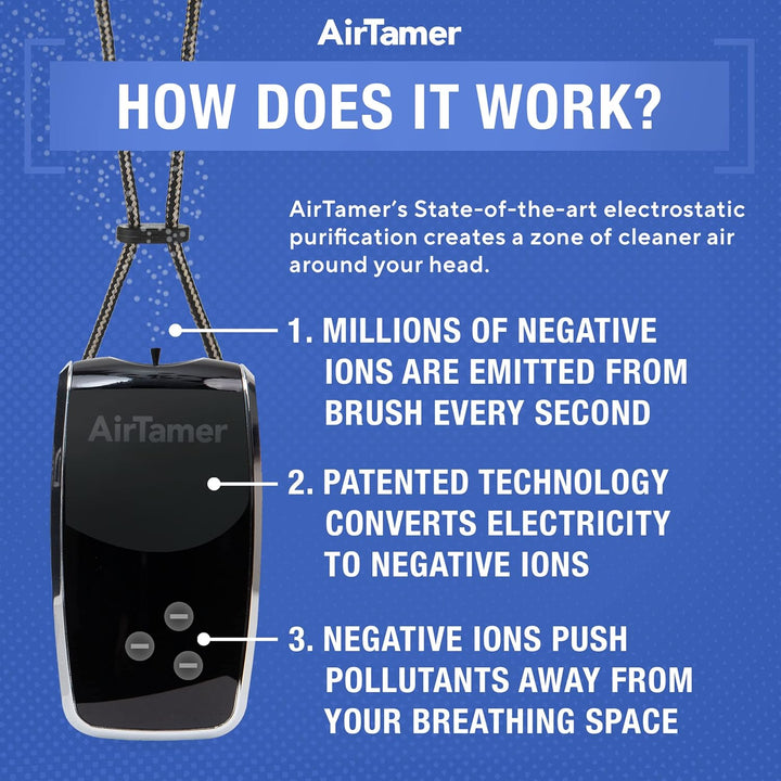 AirTamer A320 Rechargeable Personal Air Purifier, Proven Performance, Virus and Pollutant Tested*, B