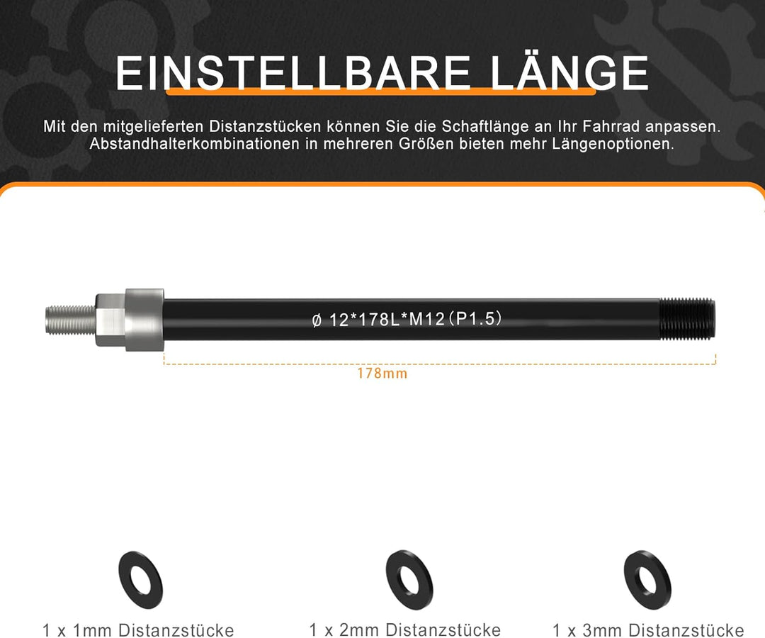 NICEDACK Steckachse Adapter M12 für Fahrradanhänger Kupplung, Fahrrad Steckachsenadapter, Fahrrad St