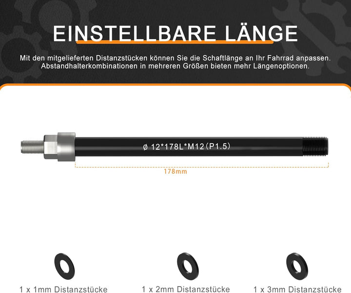 NICEDACK Steckachse Adapter M12 für Fahrradanhänger Kupplung, Fahrrad Steckachsenadapter, Fahrrad St
