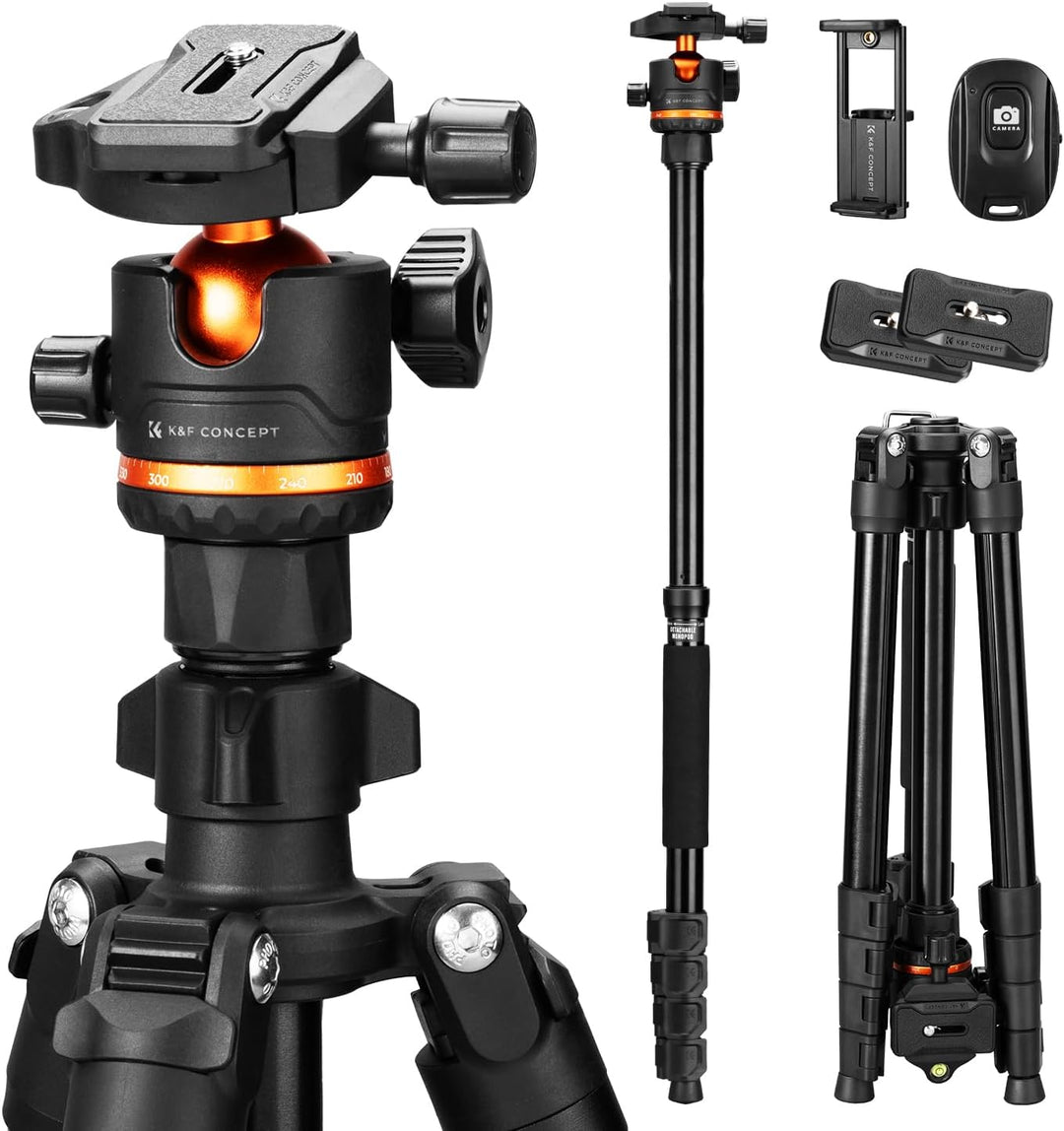 K&F Concept Kamera Stativ,192cm Stativ für Smartphone,Stativ Kamera Tripod O275A5+BH-36,Handy Stativ