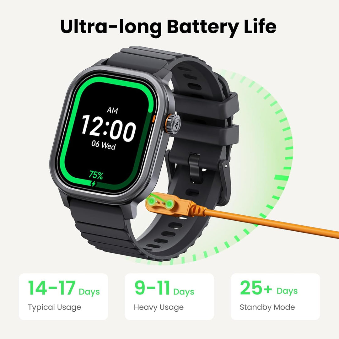 KOSPET Smartwatch Herren, 1,96" AMOLED, Anrufannahme, Gesundheitscheck per Fingertipp, Schlaftracker