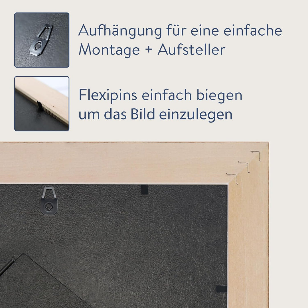 WANDStyle Bilderrahmen Blau 10x10 cm quadratisch aus Holz im Vintage-Stil mit Aufsteller und Aufhäng