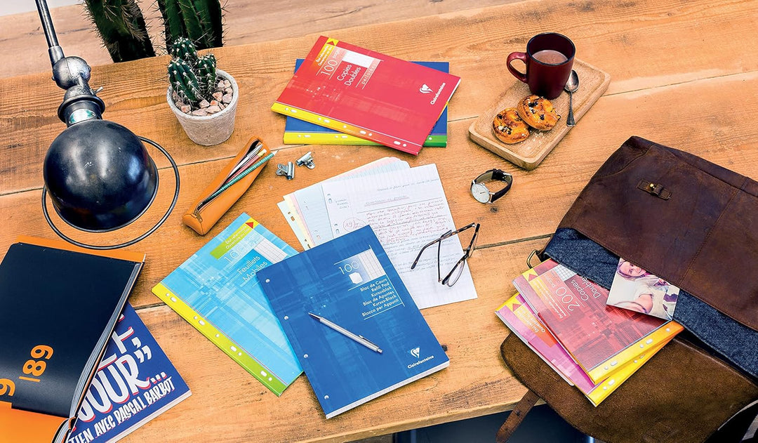 Clairefontaine 65818AMZC - Set mit 3 Kursusblöcken, 150 Blatt, 90g, liniert mit Rand, 4-fach gelocht