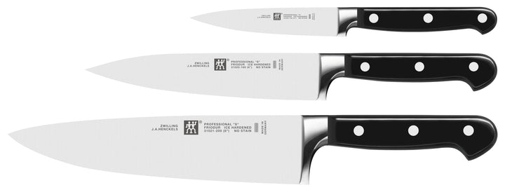 Zwilling 1002325 Messer-Set, 3-tlg., Spick-/Garniermesser, Fleischmesser, Kochmesser, Rostfreier Spe