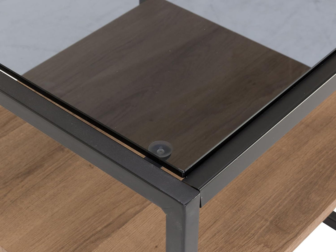 M2 Kollektion Detroit Beistelltisch/Kaffeetisch, Holz, braun, schwarz, B/H/T= 50x50x50cm