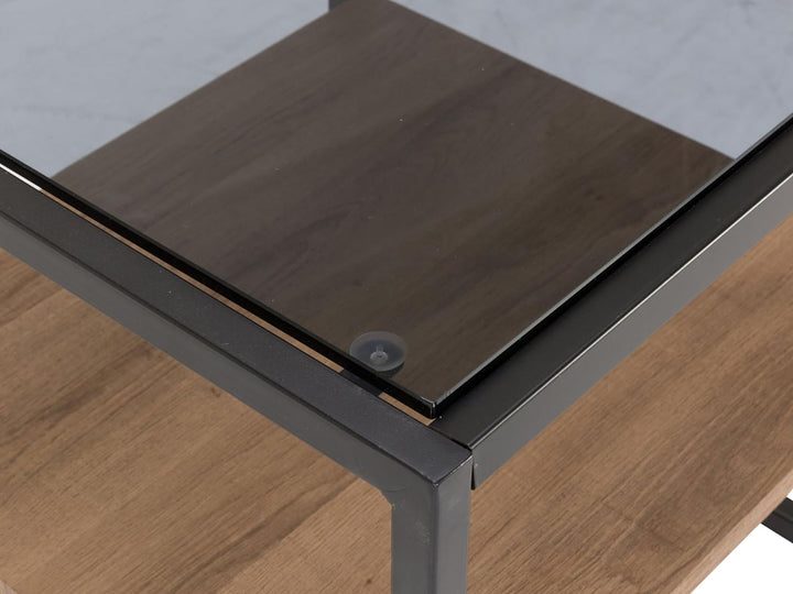 M2 Kollektion Detroit Beistelltisch/Kaffeetisch, Holz, braun, schwarz, B/H/T= 50x50x50cm