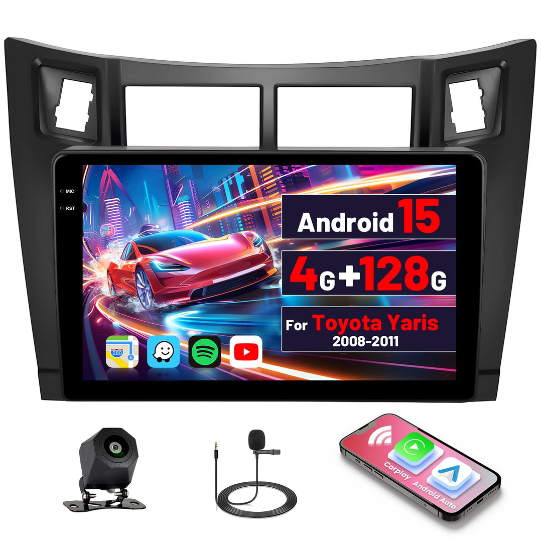 [4G+128G] Inefala Android 15 Autoradio für Toyota Yaris 2008-2011 mit Wireless Carplay Android Auto,