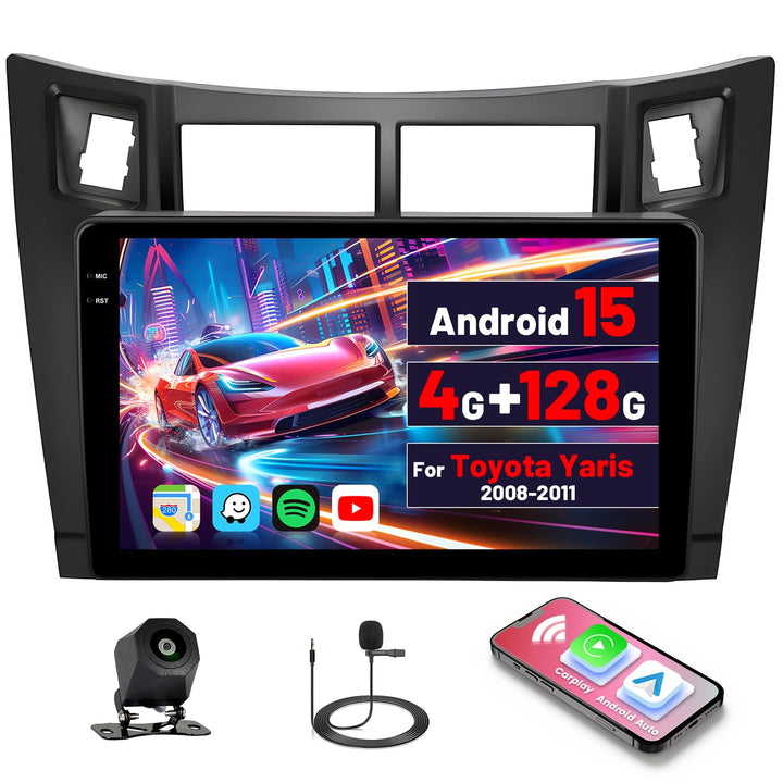 [4G+128G] Inefala Android 15 Autoradio für Toyota Yaris 2008-2011 mit Wireless Carplay Android Auto,