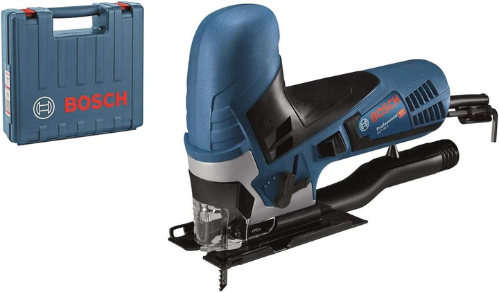 Bosch Professional Stichsäge GST 90 E (1x Sägeblatt, Absaug-Set, Spanreissschutz, im Koffer) + 3x St