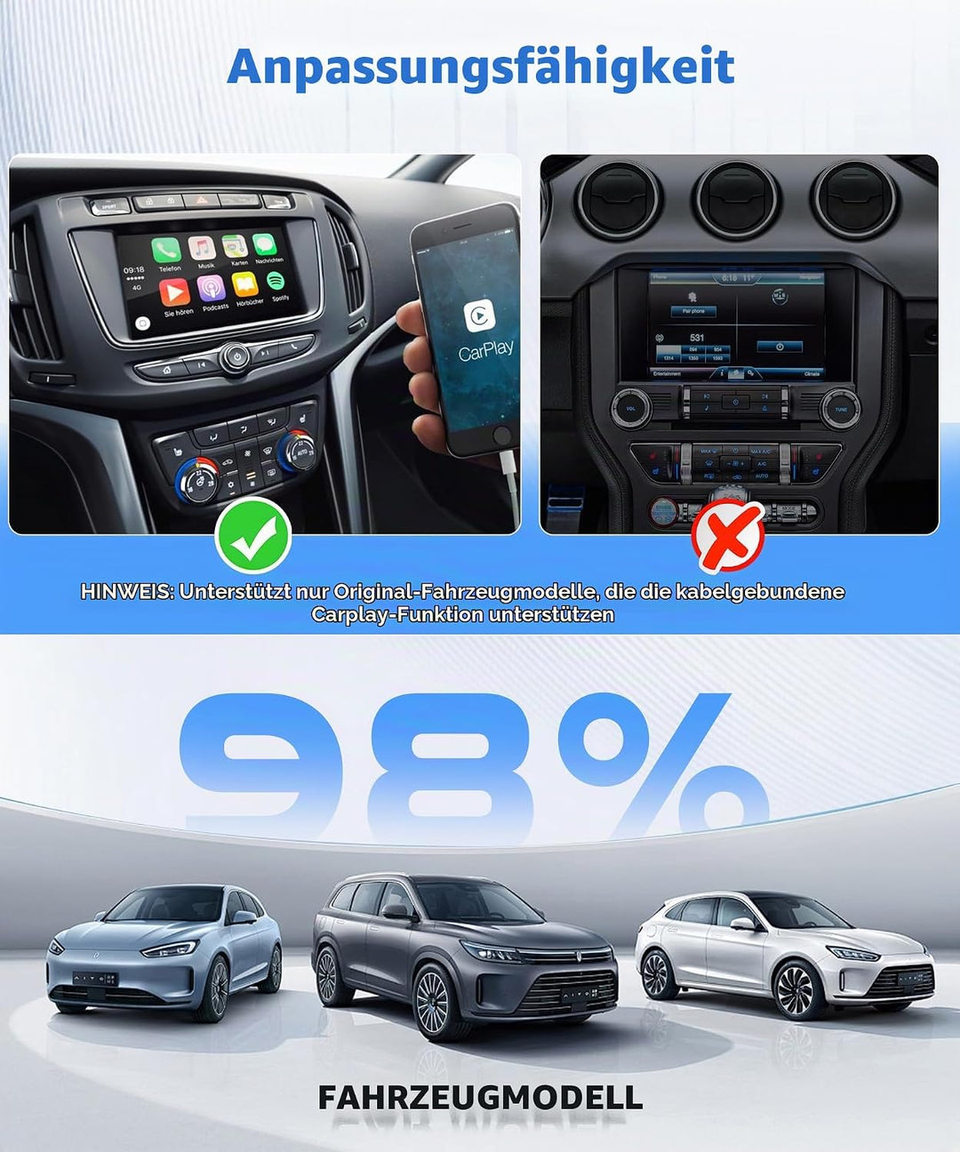 2025 Wireless Carplay &amp; Android Auto Wireless Adapter, 2 IN 1 Stick Konvertieren Wired Android Auto/