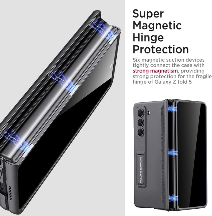Miimall Kompatibel mit Samsung Galaxy Z Fold 5 Hülle mit Displayschutz Anti-Peeping+Magnetischer Sch