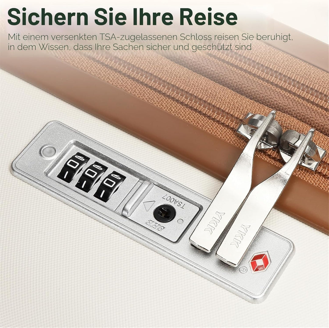 KONO Koffer Trolley Mittelgross Koffer Reisekoffer von ABS+PC Hartschalenkoffer mit 4 Rollen TSA Sch