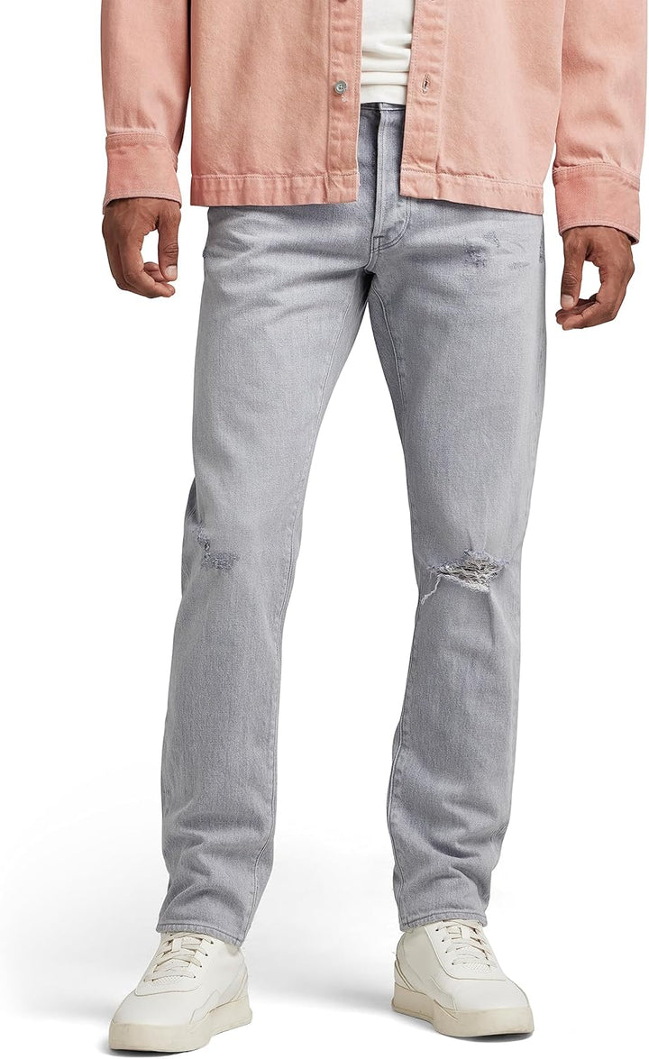 G-STAR RAW Herren 3301 Slim Jeans 31W / 32L Grau (Sun Faded Ripped Skyrocket 51001-d324-d901), 31W /