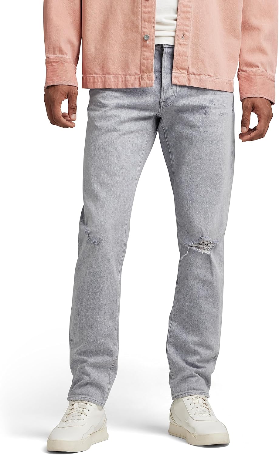 G-STAR RAW Herren 3301 Slim Jeans 31W / 32L Grau (Sun Faded Ripped Skyrocket 51001-d324-d901), 31W /