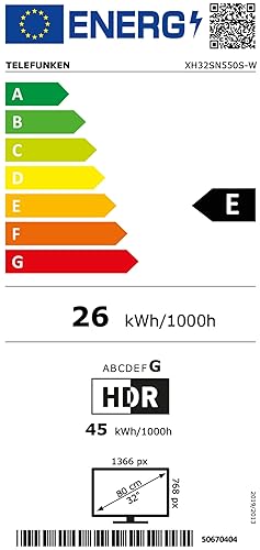 TELEFUNKEN XH32SN550S-W 32 Zoll Fernseher/Smart TV (HD Ready, HDR, Triple-Tuner) - Inkl. 6 Monate HD