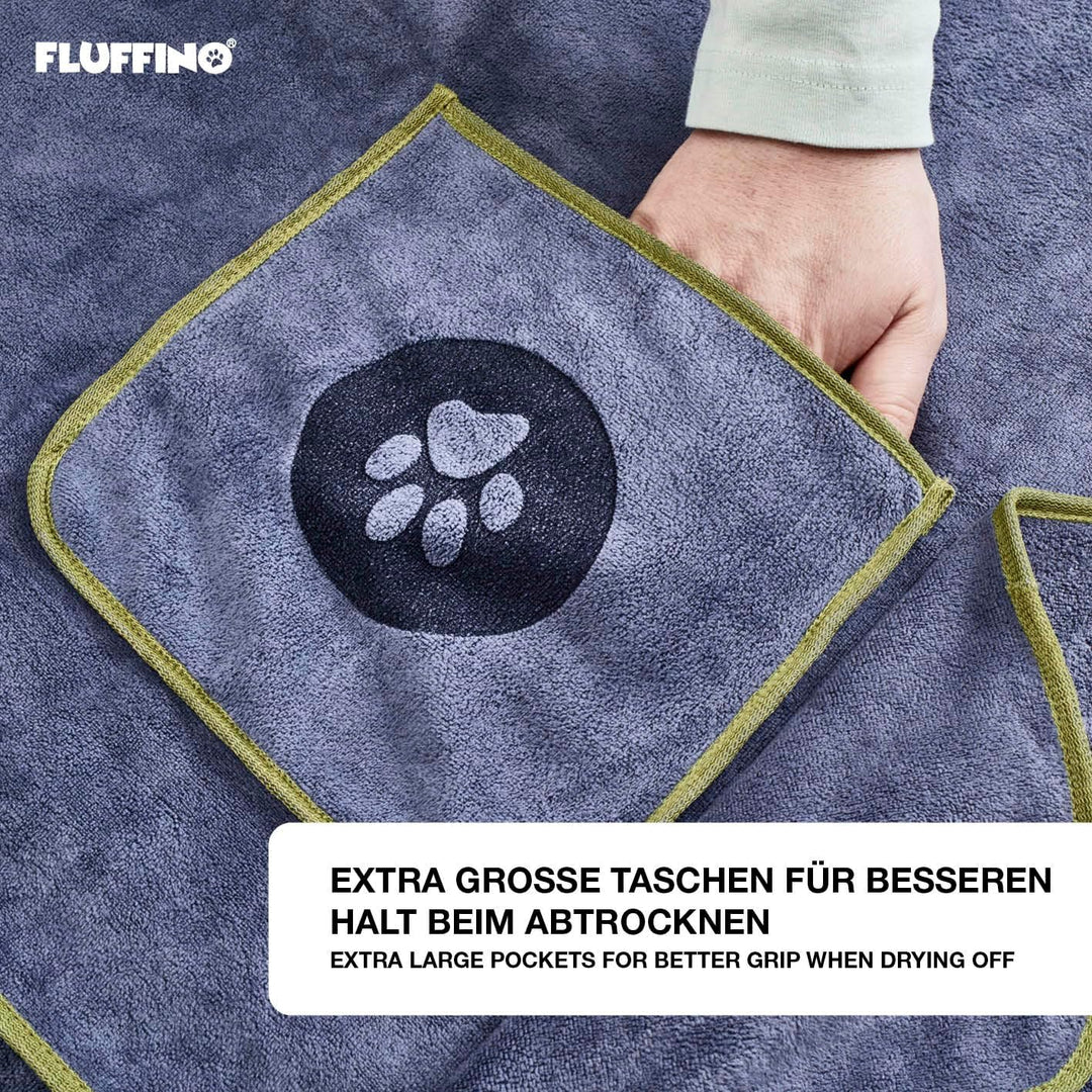 FLUFFINO 4er Set Hundehandtuch - 2X 120x70cm & 2X 90x50cm - extrem saugfähig & weich | Waschbar bei