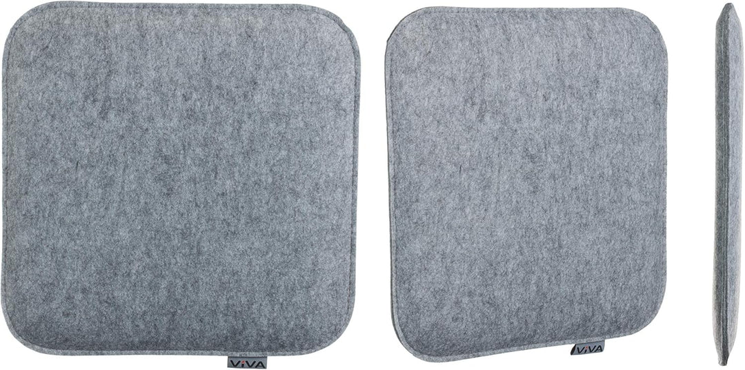 Brandsseller Sitzkissen Filz Eckig 4er Set 35x35x2 cm Stuhlkissen Sitzauflage Gepolstert Hellgrau 4