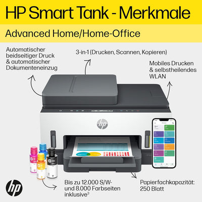 HP Smart Tank 7305 3-in-1 Multifunktionsdrucker, 30€ Cashback, (WLAN; Duplex; ADF) – 3 Jahre Tinte i