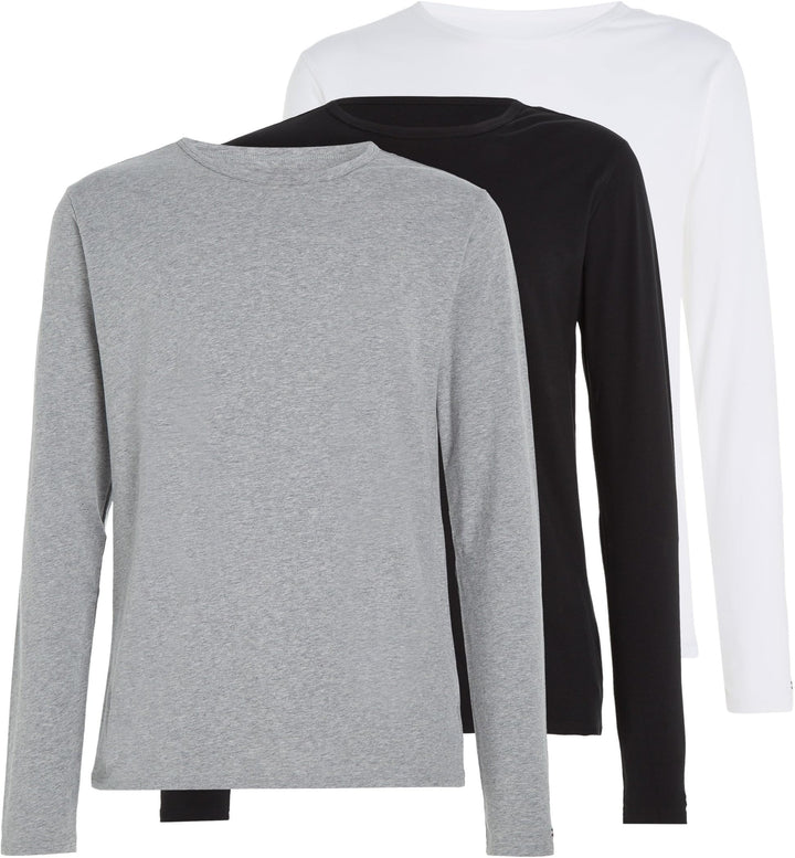 Tommy Hilfiger Herren Langarm T-Shirts (3er Pack) S Mehrfarbig (Black/White/Grey Heather), S Mehrfar