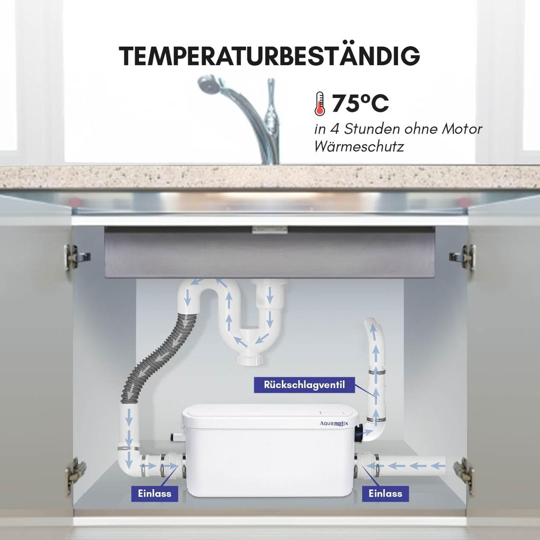 Aquamatix Duschpumpe 250W Hebeanlage Kompakte Abflusspumpe, Abwasserpumpe 8m Vertikale Pumpentfernun