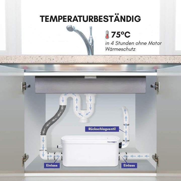 Aquamatix Duschpumpe 250W Hebeanlage Kompakte Abflusspumpe, Abwasserpumpe 8m Vertikale Pumpentfernun