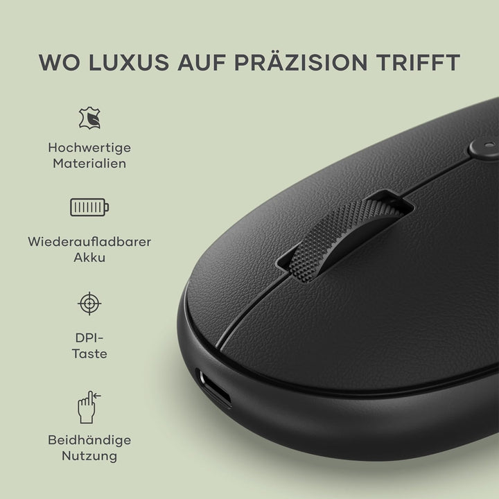 SATECHI OntheGo™ Bluetooth Computermaus, wiederaufladbarer USB-C Akku, Verbindung mit bis zu 3 Gerät