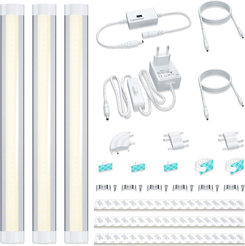 LAMPAOUS 3x 4W LED Schrankleuchte Dimmbar Lichtleiste Küchenbeleuchtung Unterbauleuchte Schranklampe