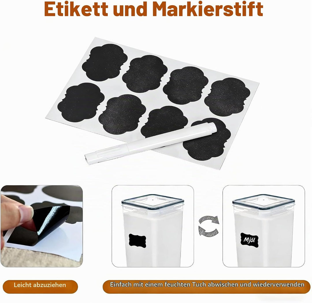 stusgo 4 Stück 5.2L / 175 oz Large Food Storage Container, BPA-Free Plastic Sealed Jars für Mehl, Zu