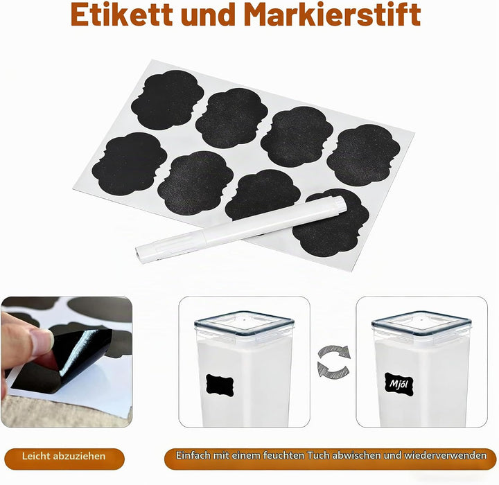 stusgo 4 Stück 5.2L / 175 oz Large Food Storage Container, BPA-Free Plastic Sealed Jars für Mehl, Zu