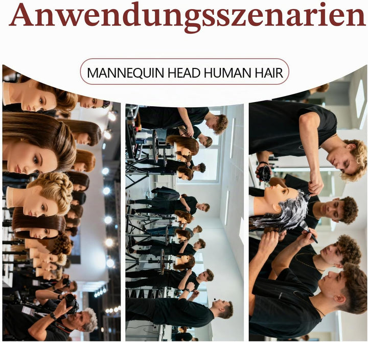 Ineffable Trainingskopf Schaufensterpuppenkopf mit Echthaar Puppenkopf mit Haaren 100% Echthaar Scha