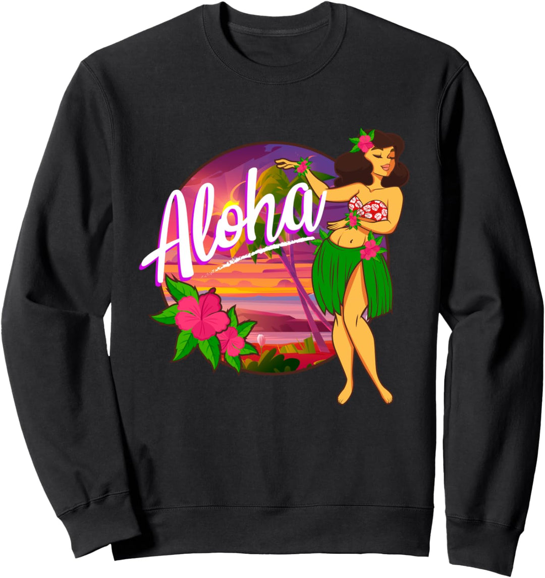 Aloha Hawaii Hawaiian Hula Tänzerin Insel Mädchen Sommerpaus Sweatshirt