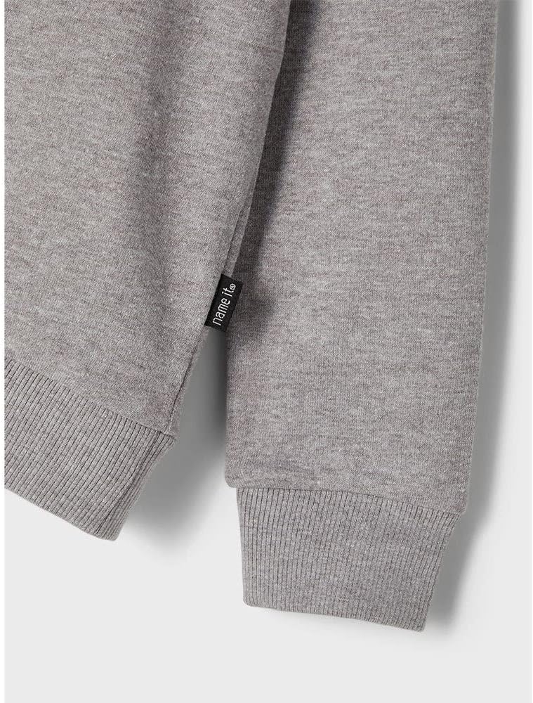 NAME IT Mädchen Kapuzen Sweater aus Bio-Baumwolle 122-128 Grey Melange, 122-128 Grey Melange