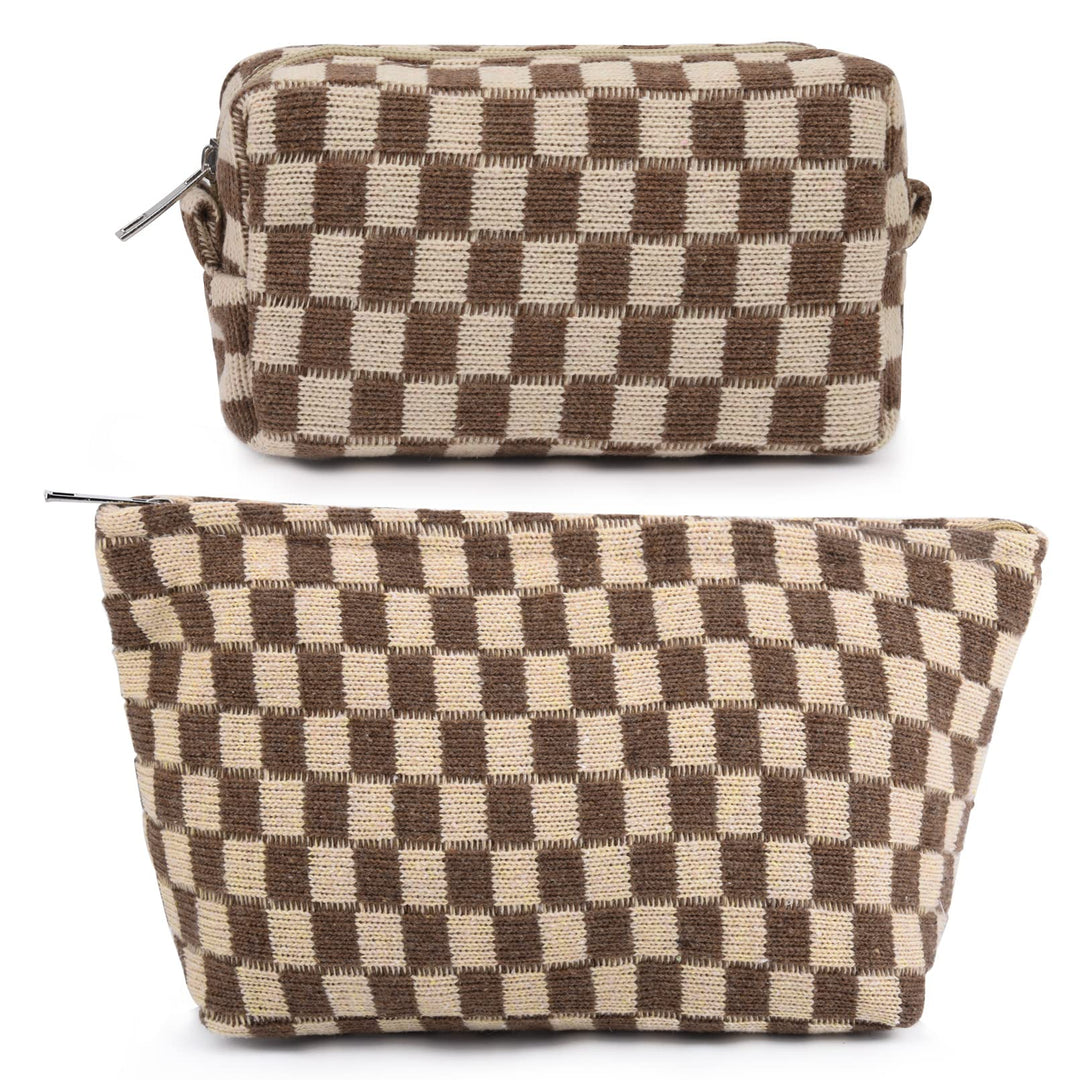 SOIDRAM Make-up-Tasche, gross, kariert, aus Segeltuch, Reise-Kulturbeutel, Organizer, niedliche Make