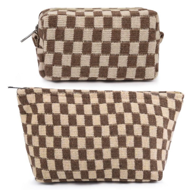 SOIDRAM Make-up-Tasche, gross, kariert, aus Segeltuch, Reise-Kulturbeutel, Organizer, niedliche Make