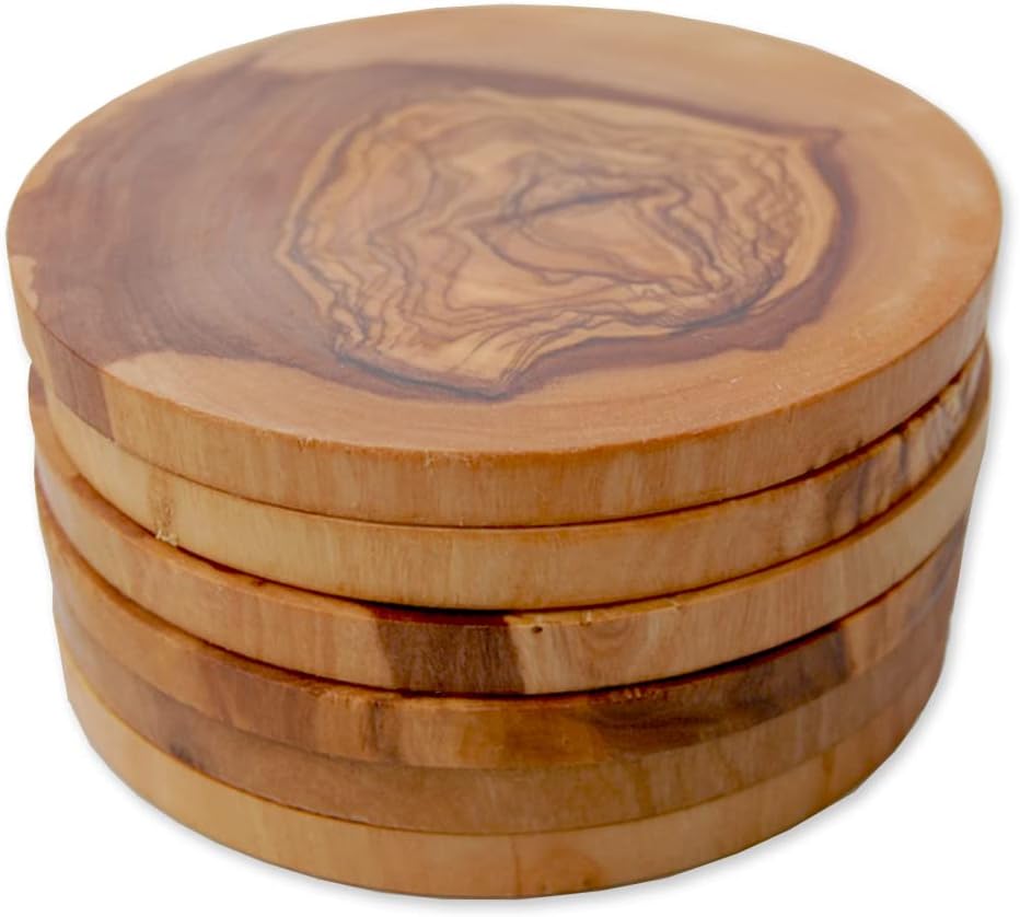 D.O.M. Untersetzer RUND Ø ca. 12 cm aus Olivenholz Set 6tlg.