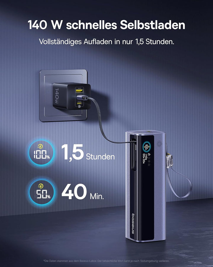 Baseus EnerGeek GR11 Powerbank Laptop 25000mAh, 200W Schnellladen, Power Bank mit 62cm Retractable U