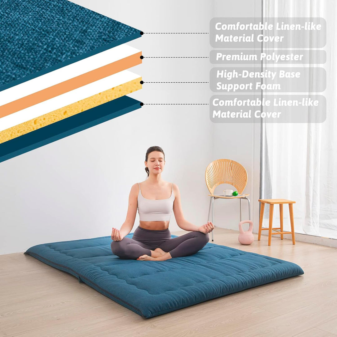 MAXYOYO Tragbare, Faltbare Futon-Matratze, hypoallergener Stoff und Schaumstoff-Matratzenauflage mit