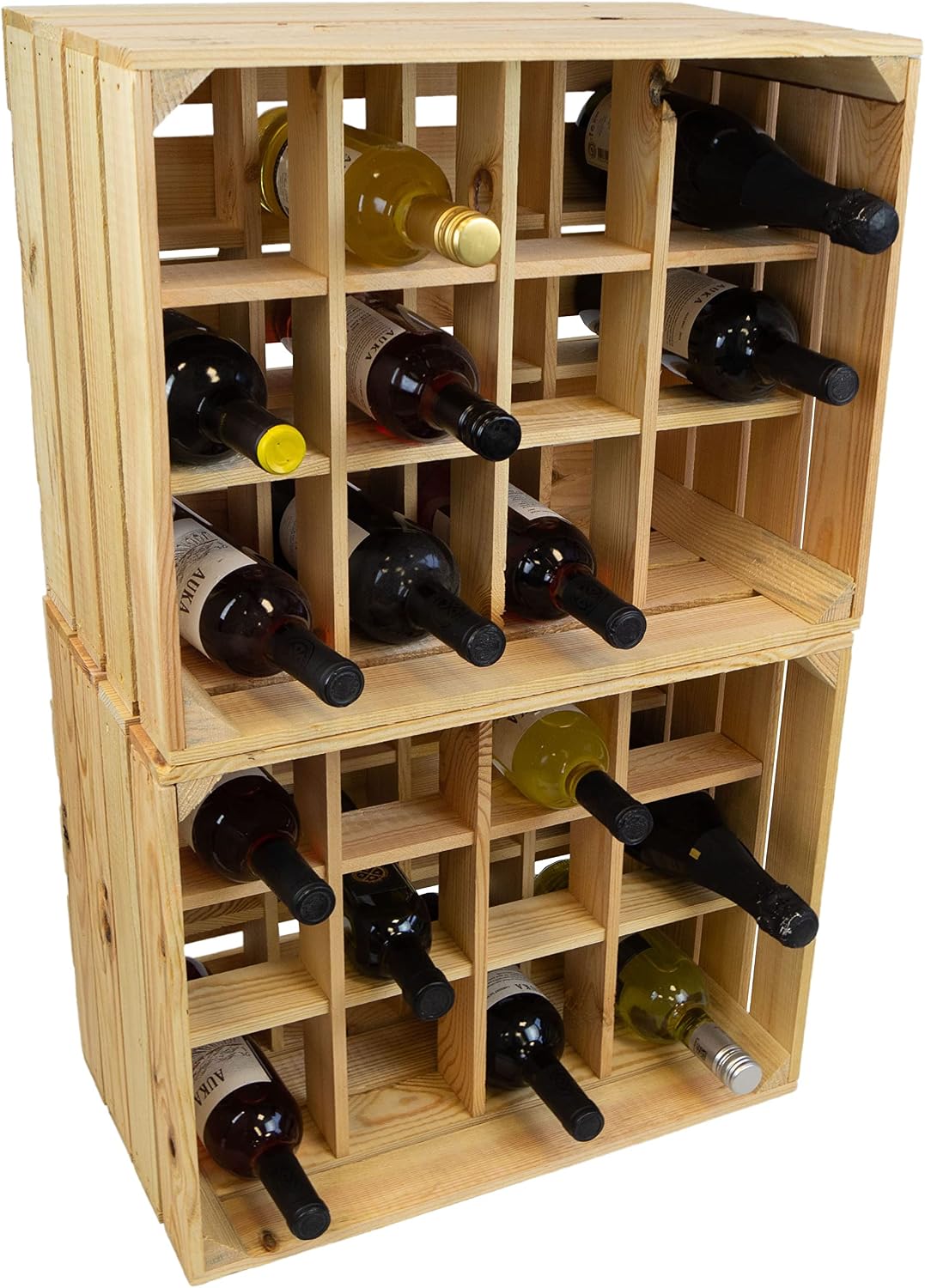 Kistenkolli Altes Land Flaschenregal Henry Holz Natur – Weinregal für 12 Flaschen | Stapelbar &amp; Schm