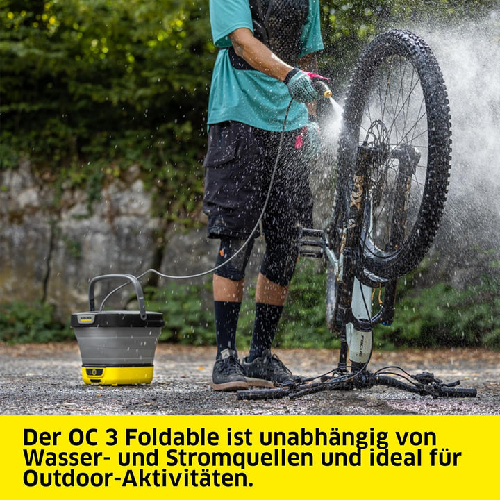 Kärcher Druckreiniger OC 3 Foldable, Mobile Reinigung für Fahrrad, Camping und Garten, Niederdruck,
