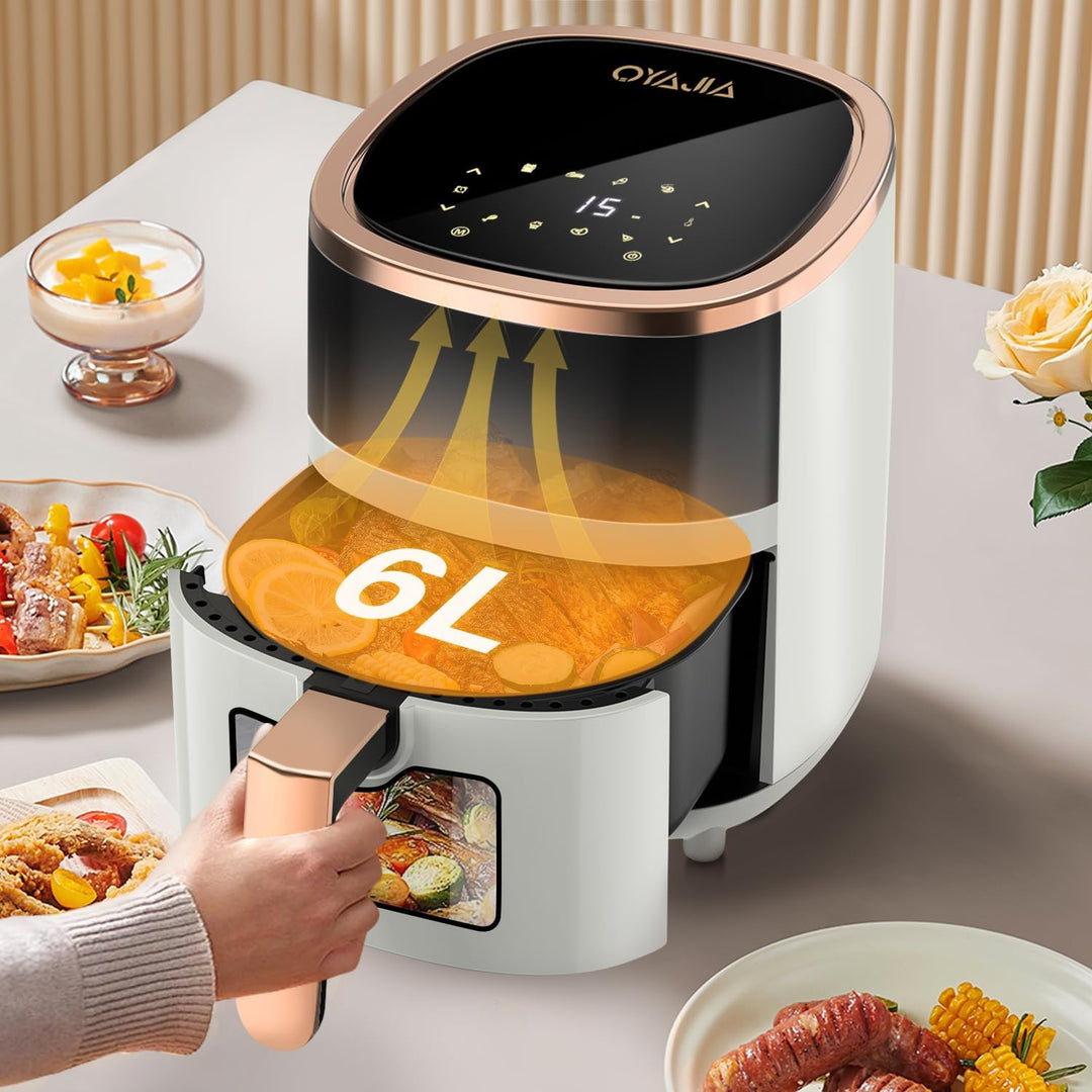 Heissluftfritteuse 6L Airfryer mit 8 Programme, Rapid Air Heisslufttechnologie, Touchscreen, Sichtfe