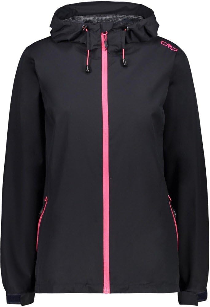CMP Damen Regenjacke Woman Rain Jacket Fix Hood XXS Anthrazit-glanz, XXS Anthrazit-glanz