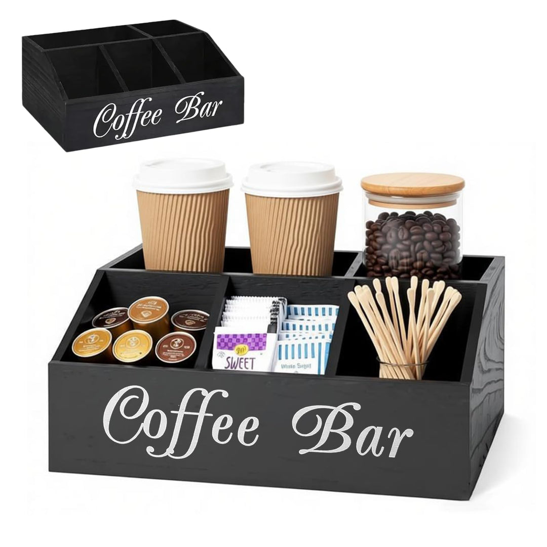 Kaffee Organizer aus Holz Tee Aufbewahrung Kaffeezubehör Kaffeestation Coffee Bar Büro Station Zubeh