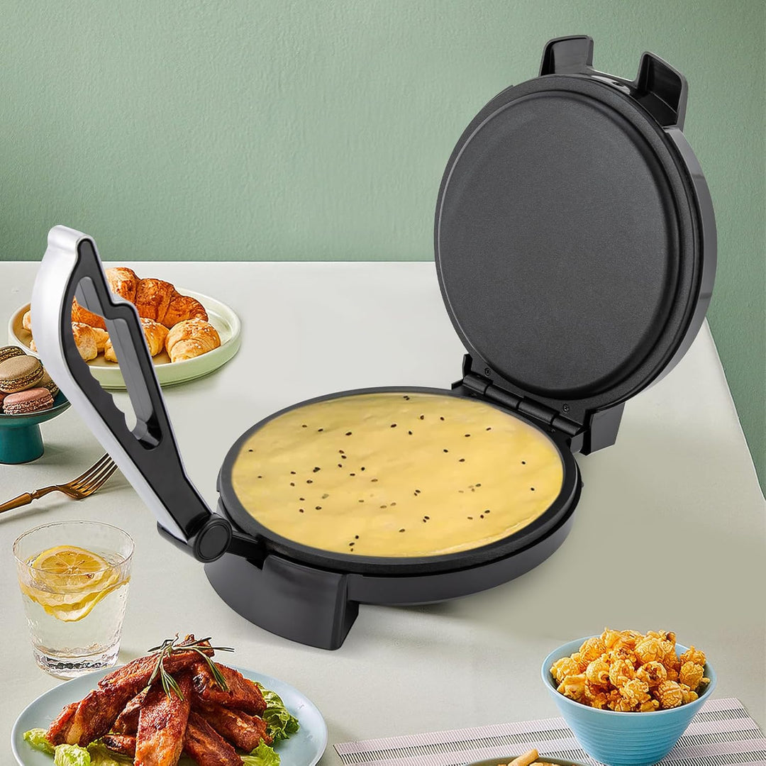 Elektrischer Roti Maker, 1200W Elektrisch Pfannkuchen Maker Antihaft Tortilla-Presse Pancake Backmas